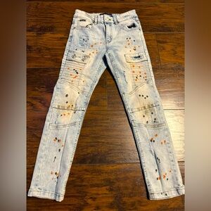 Phat Farm Stretch Distressed Paint Splatter Jeans Boys Size 10